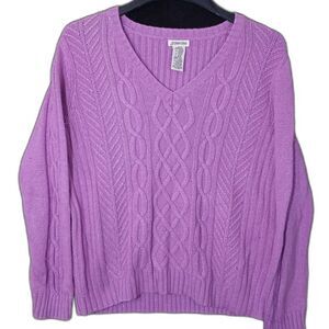 St. Johns Bay Sweater Large Purple Cotton Blend #045